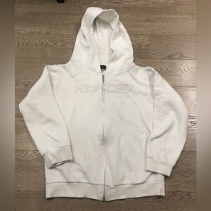 Reebok White Cotton Zip Up Sweater